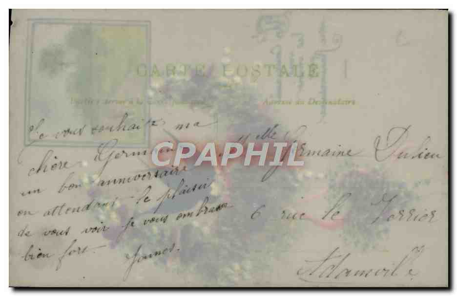 CPA Fantaisie Fleurs (decor a la main) — Verso