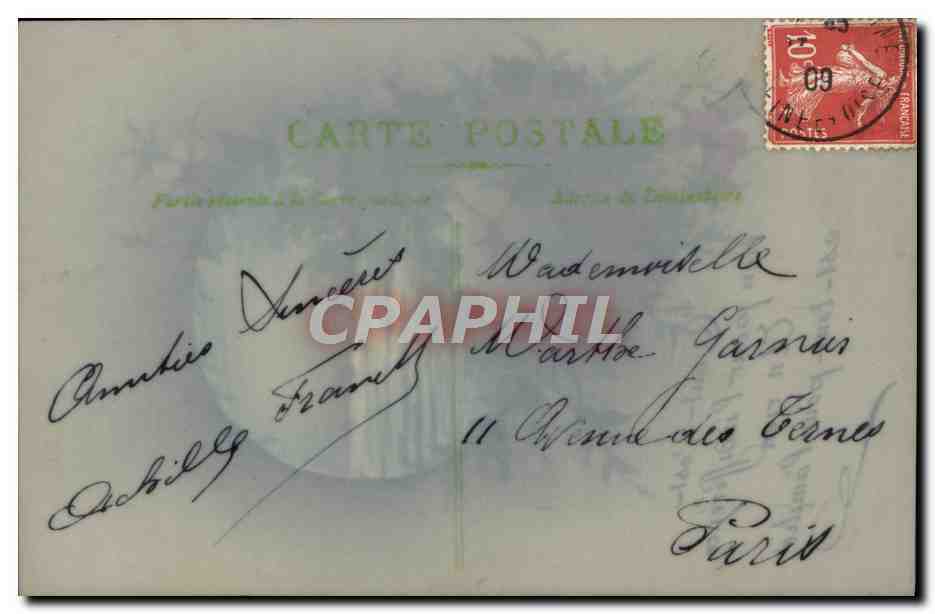 CPA Fantaisie Fleurs (decor a la main) — Verso