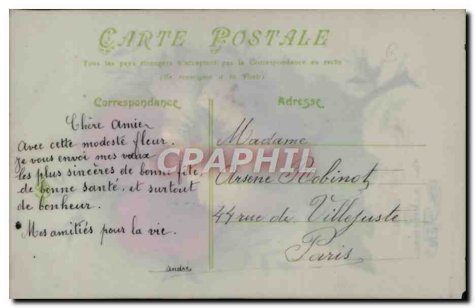 Poisson violet — Bonne Année et Bonne Fête — Carte postale — Rückseite
