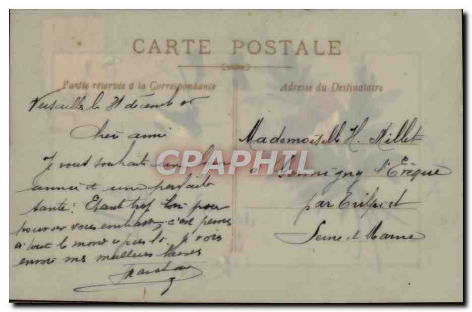 CPA Fantaisie Fleurs Hirondelle — Verso
