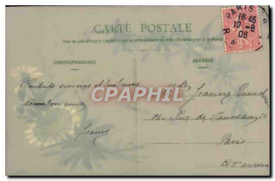 CPA Fantaisie Fleurs  — Verso