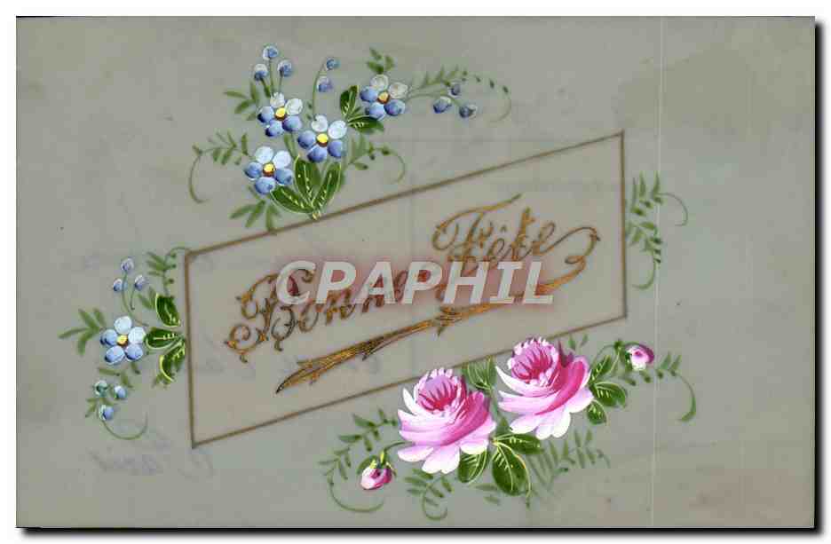 CPA Fantaisie Fleurs (decor a la main)