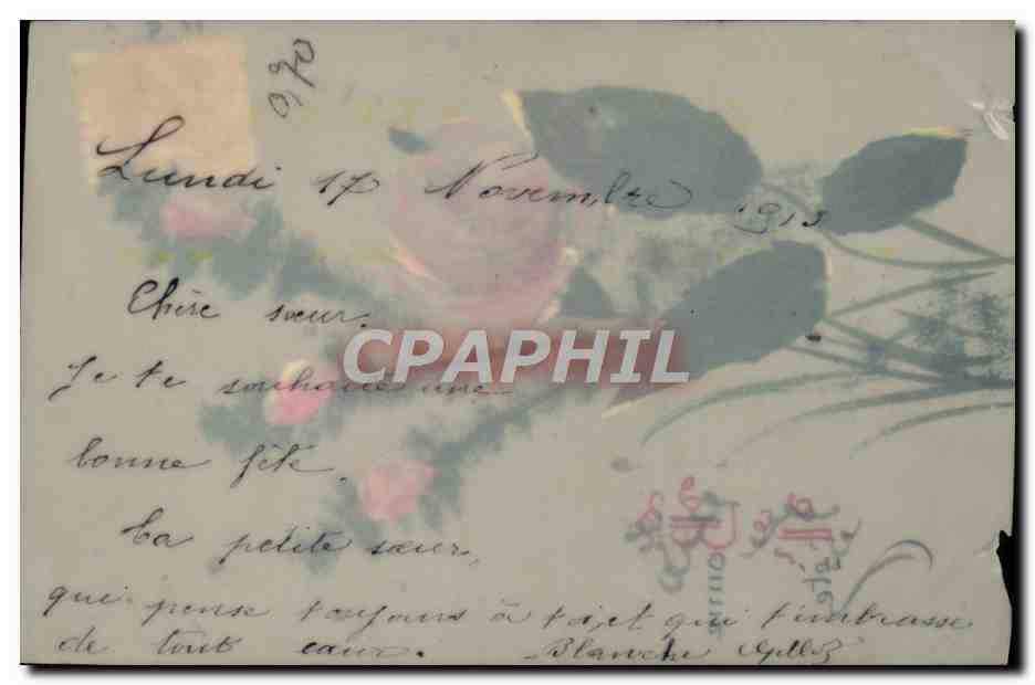 CPA Fantaisie Fleurs (decor a la main) — Rückseite