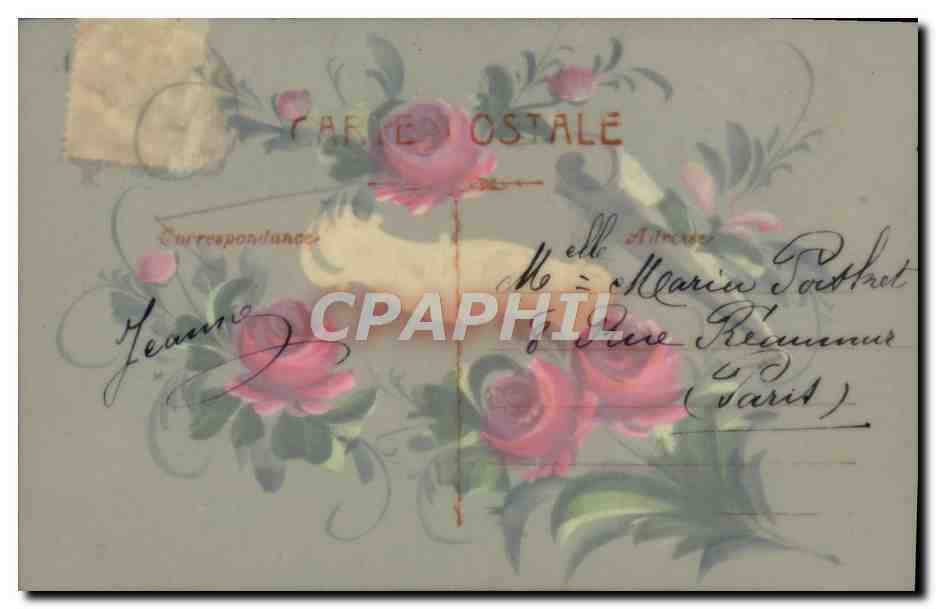 CPA Fantaisie Fleurs (decor a la main) — Verso
