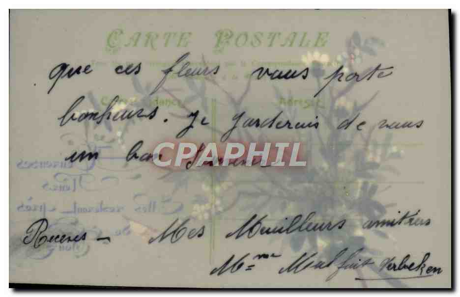 CPA Fantaisie Fleurs (decor a la main) — Rückseite