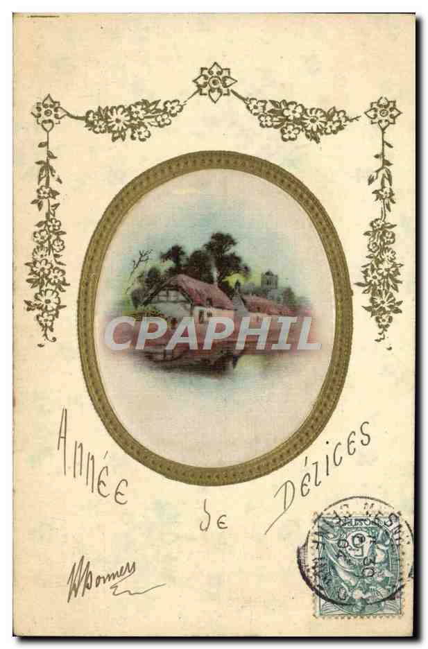 CPA Fantaisie Maison a la campagne (en tissu)