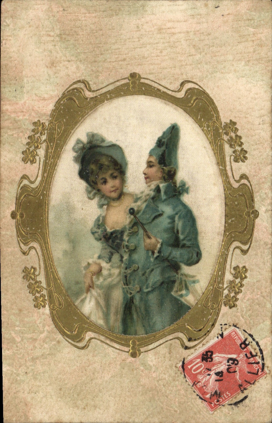 Deux jeunes personnes en costume d'époque — éditeur non visible — n° de série non visible