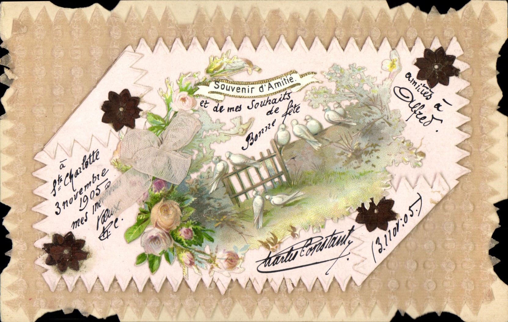 Jardin avec oiseaux — Souvenir d'Amitié — Martine Constant