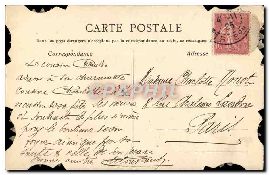 Jardin avec oiseaux — Souvenir d'Amitié — Martine Constant — Verso