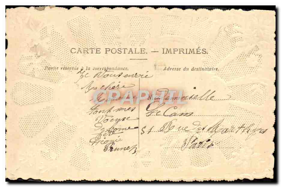 CPA Fantaisie Fleurs Brodee Hirondelle  — Rückseite