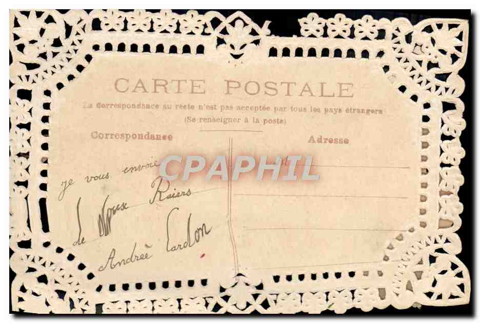 CPA Fantaisie Fleurs Brodee Enfant — Rückseite