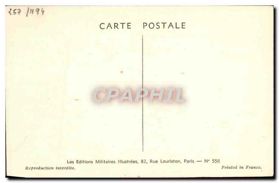Armée Britannique — Artillerie — Tenue de Campagne — Mauri Foussain 1940 — Verso