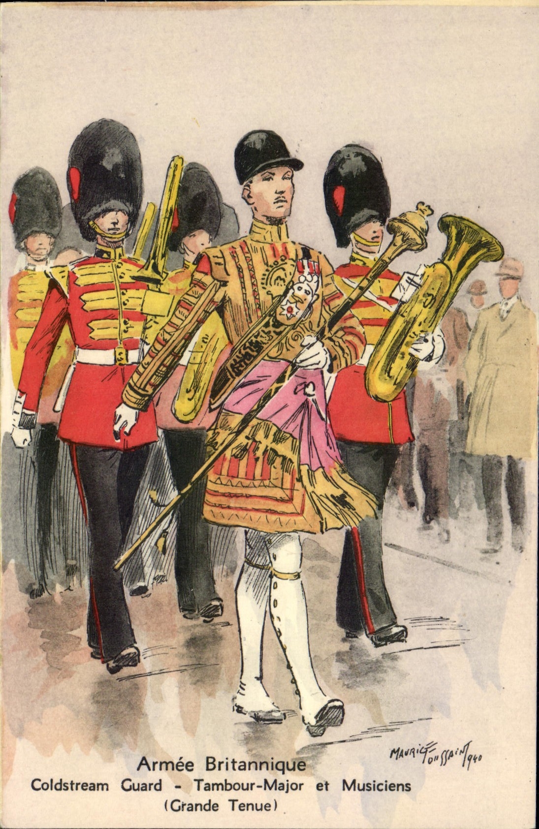 Coldstream Guard - Tambor Mayor y Músicos — Ejército Británico (Uniforme de Alto Mando) — Mauvage Toussaint 1940