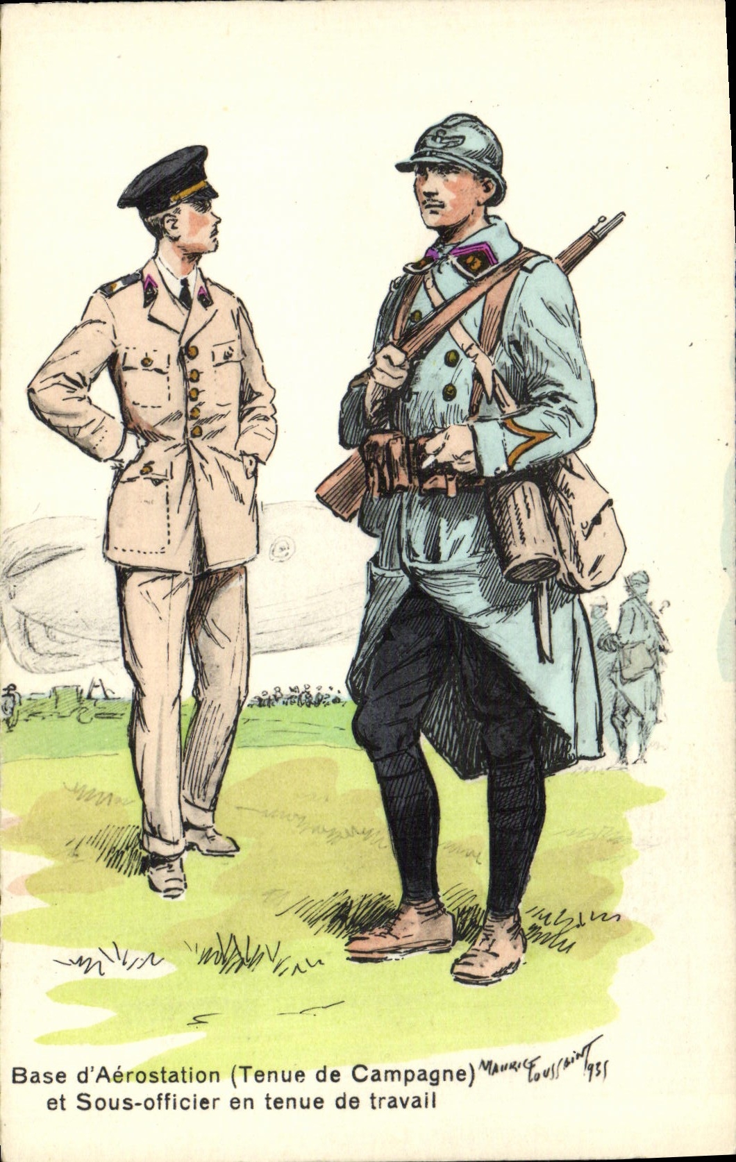 Base d'Aérostation — Tenue de Campagne et Sous-officier en tenue de travail — Maurice Louissaint, 1915