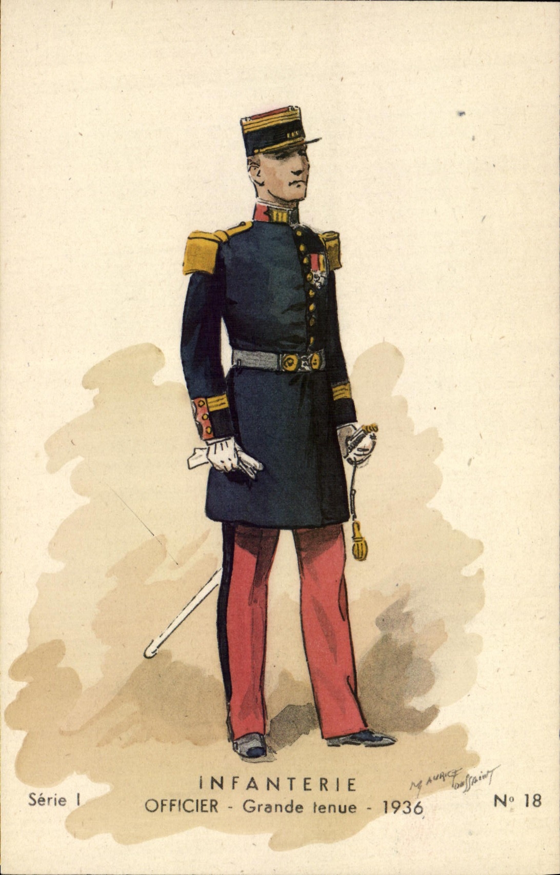 Officier Infanterie - Grande tenue - 1936 — Série I, N° 18, par Maurice Coiffaint