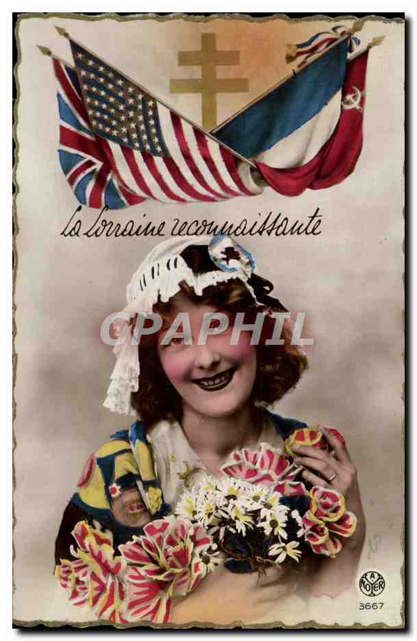 CPM Victoire Alsace Drapeau Femme