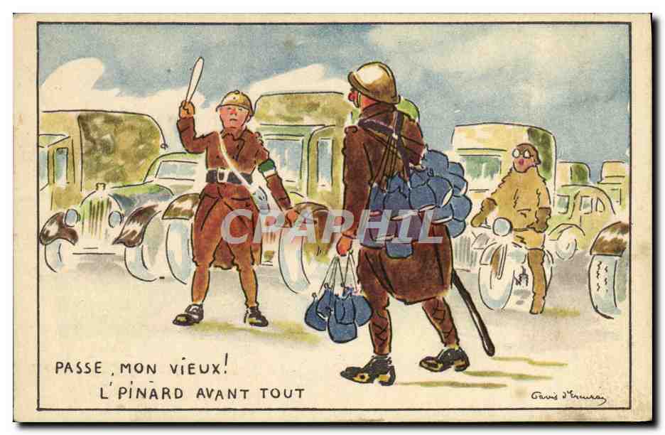 Soldat en uniforme — caricature militaire — P-C Paris, Série M-71