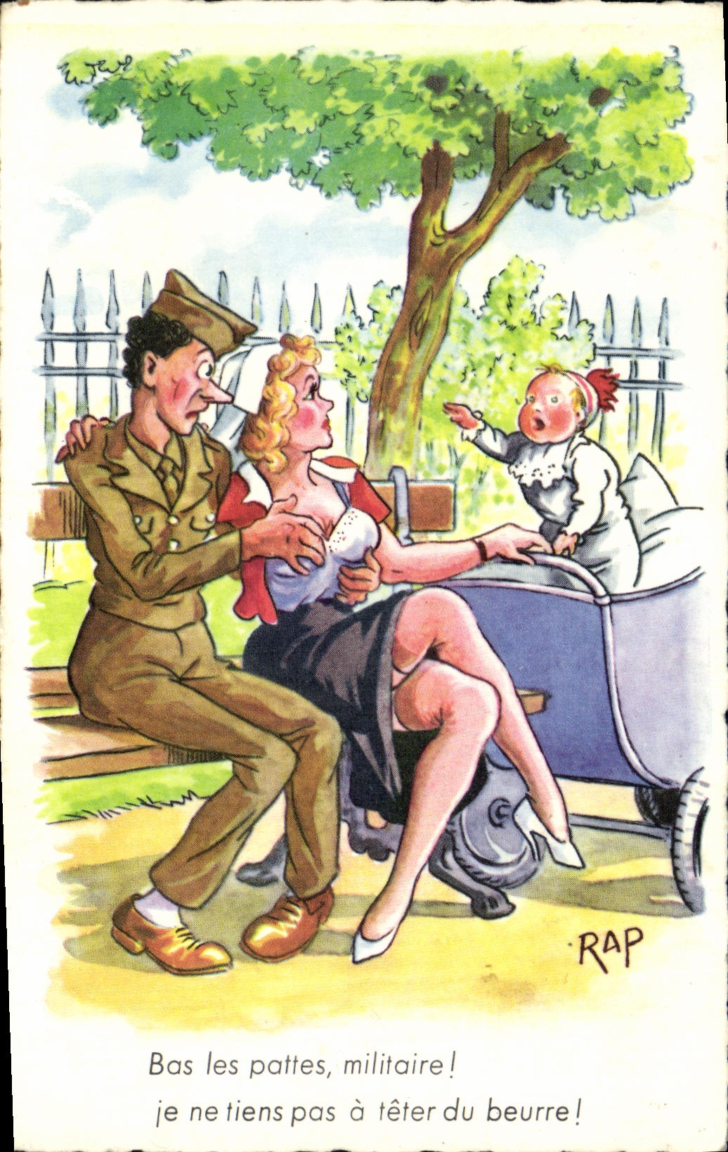 CPA Militaria Femme et bebe 