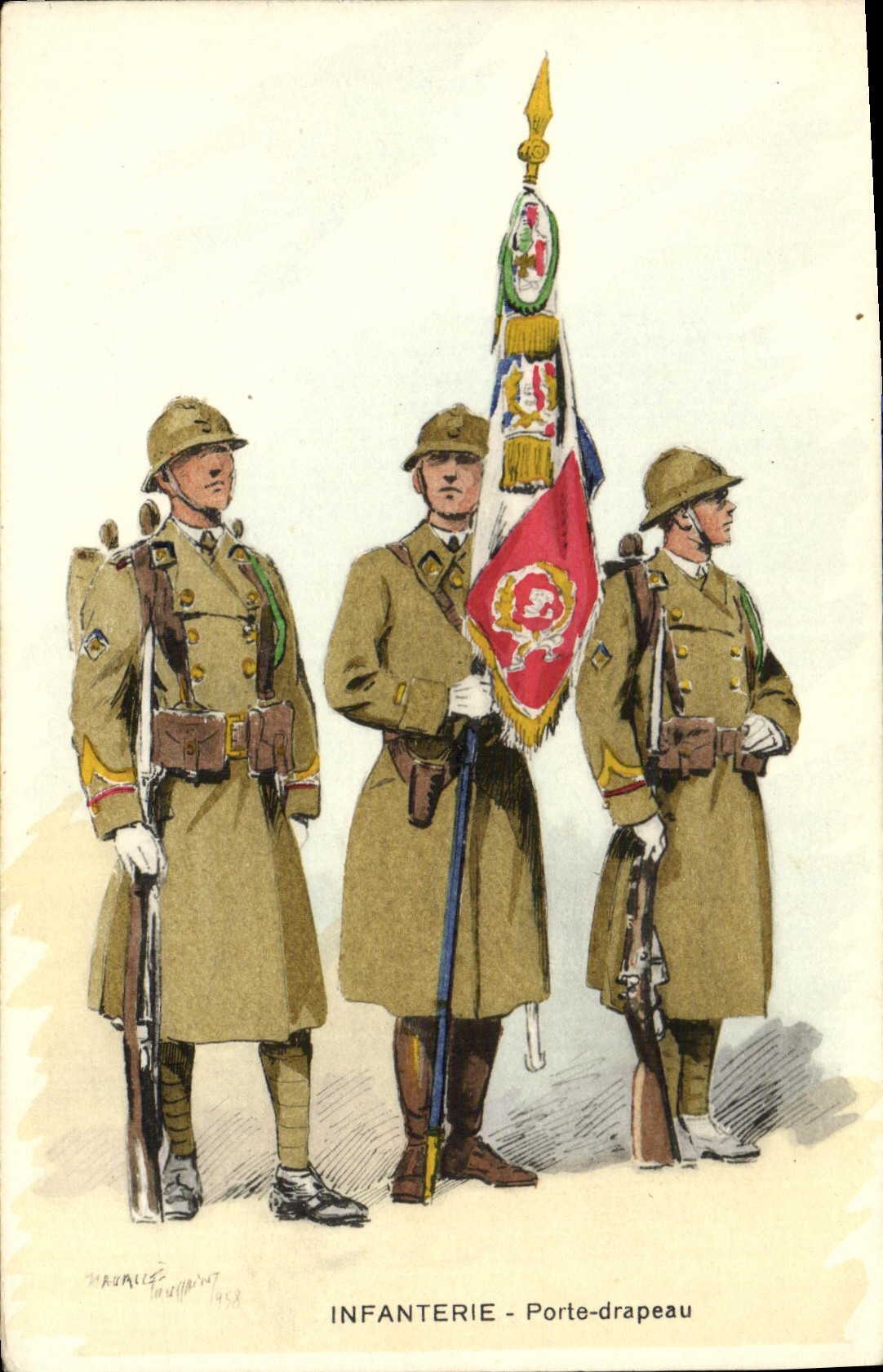 CPA Infanterie Porte drapeau Militaria 