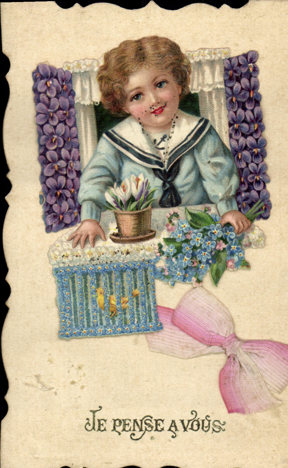 CPA Fantaisie Fleurs Enfant