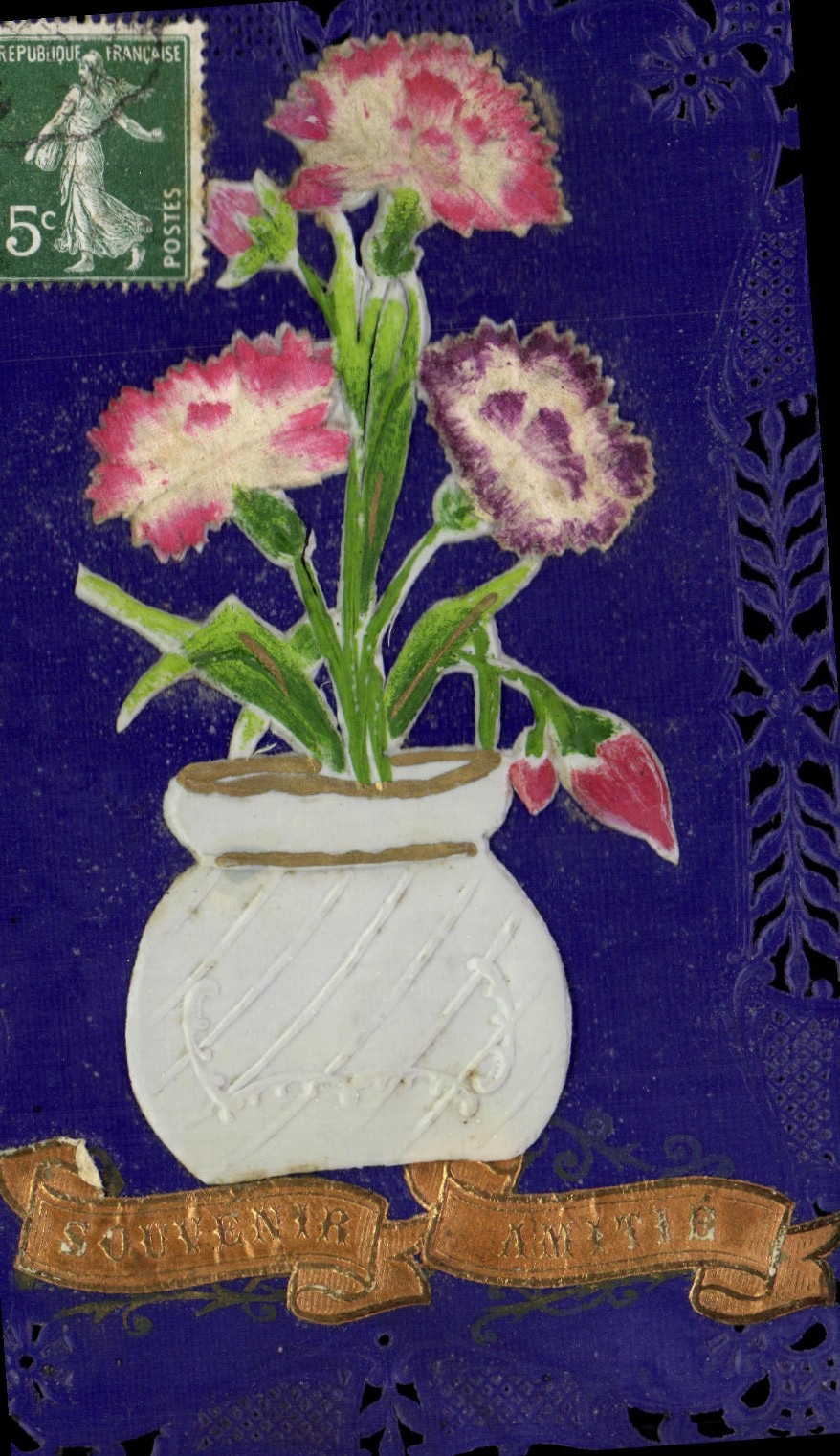 Fleurs dans un vase — Souvenir Amitié — Éditeur CPAPHIL, n° 30