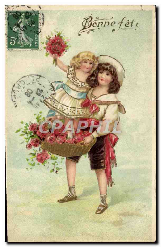 CPA Fantaisie Fleurs Enfants