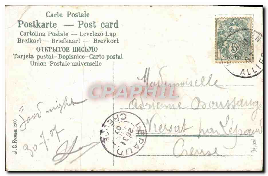 CPA Fantaisie Fleurs Ange Facteur  — Rückseite