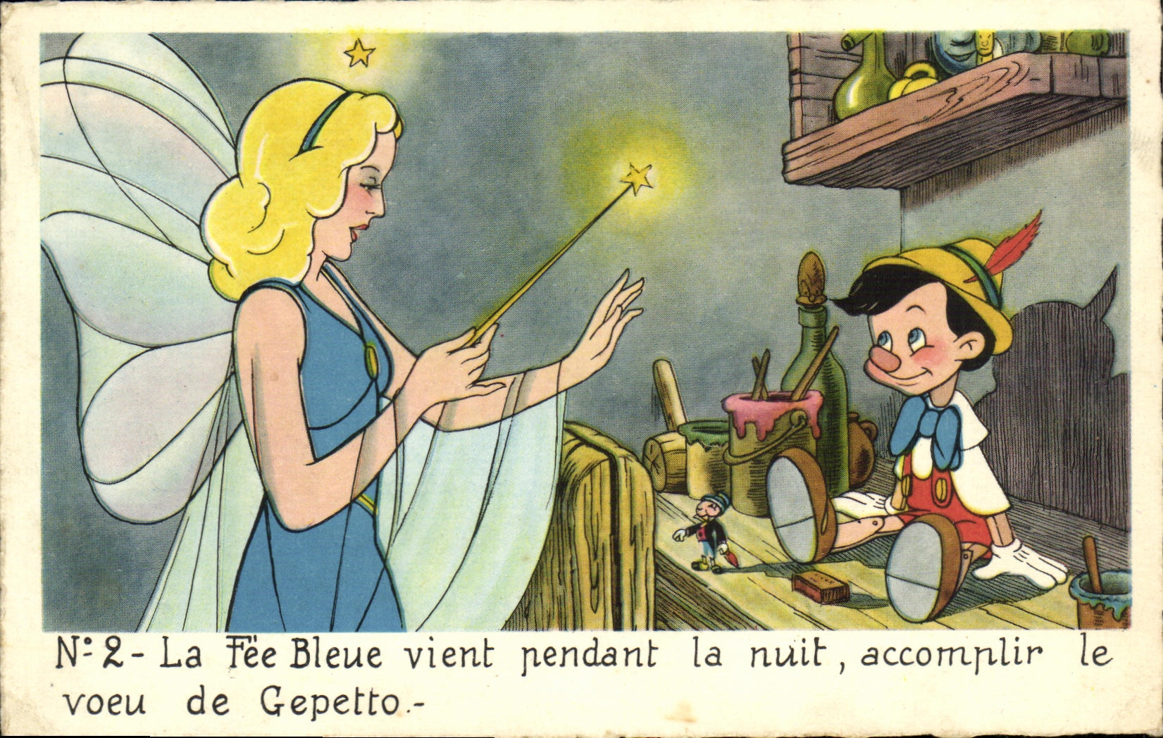 CPA Walt Disney Pinocchio Mickey Mouse Gepetto