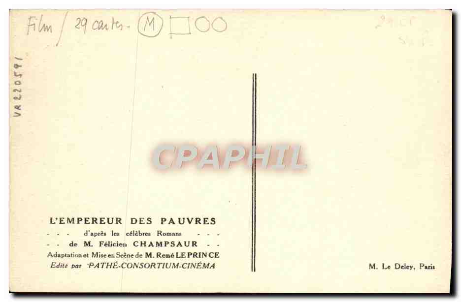 CPA Cinema L'empereur des pauvres Felicien Champsaur Rene Leprince — Rückseite