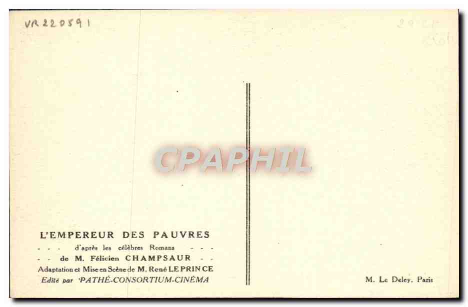 CPA Cinema L'empereur des pauvres Felicien Champsaur Rene Leprince — Rückseite