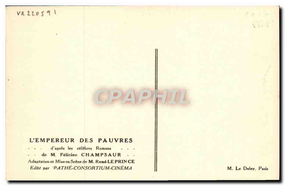 CPA Cinema L'empereur des pauvres Felicien Champsaur Rene Leprince — Rückseite
