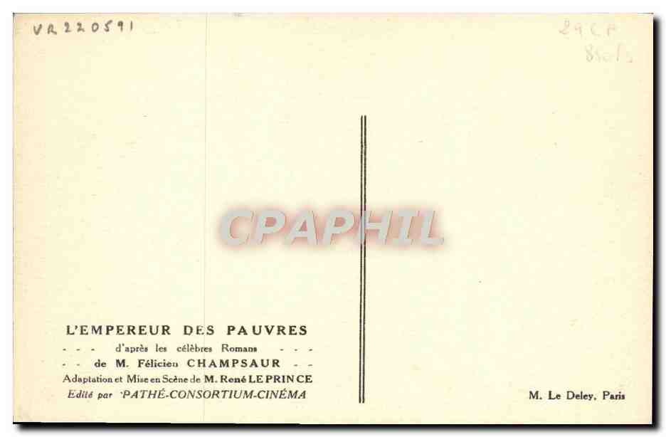 CPA Cinema L'empereur des pauvres Felicien Champsaur Rene Leprince  — Rückseite