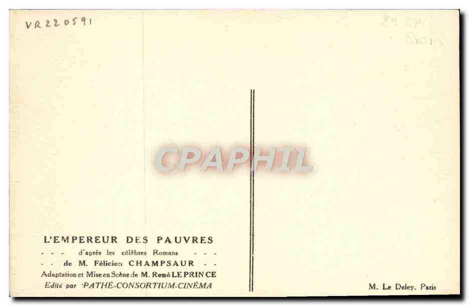 CPA Cinema L'empereur des pauvres Felicien Champsaur Rene Leprince  — Back