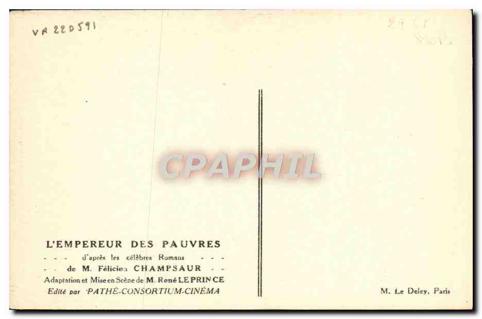 CPA Cinema L'empereur des pauvres Felicien Champsaur Rene Leprince  — Back