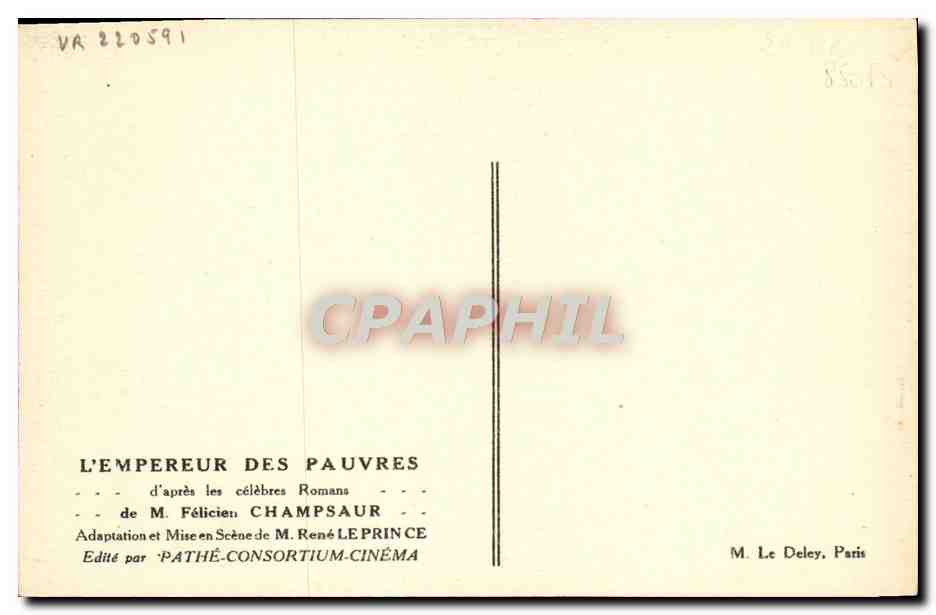 CPA Cinema L'empereur des pauvres Felicien Champsaur Rene Leprince  — Rückseite