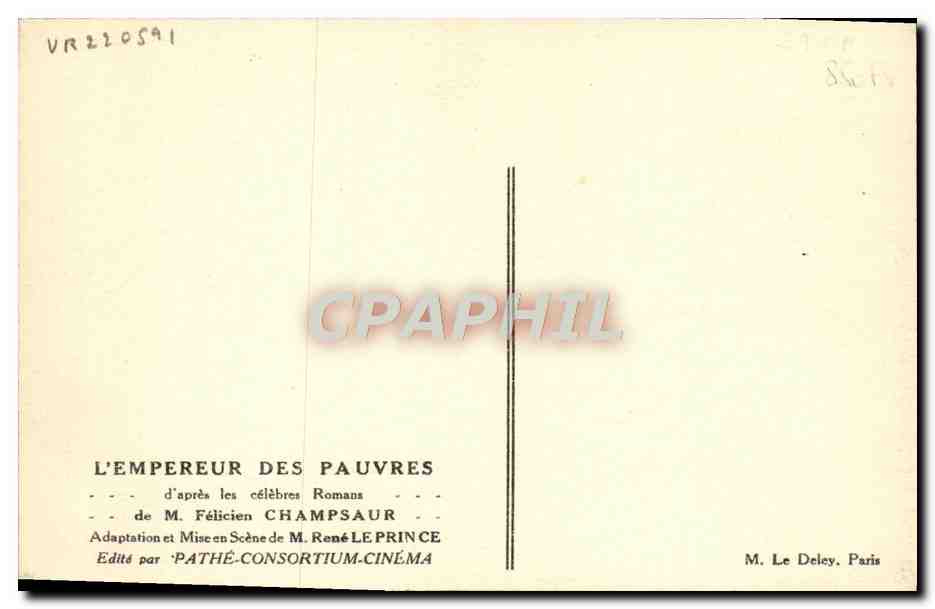 The Emperor of the Poor — Adaptation and Staging by Mr. René Le Prince — Published by Pathé-Consortium-Cinéma — Back