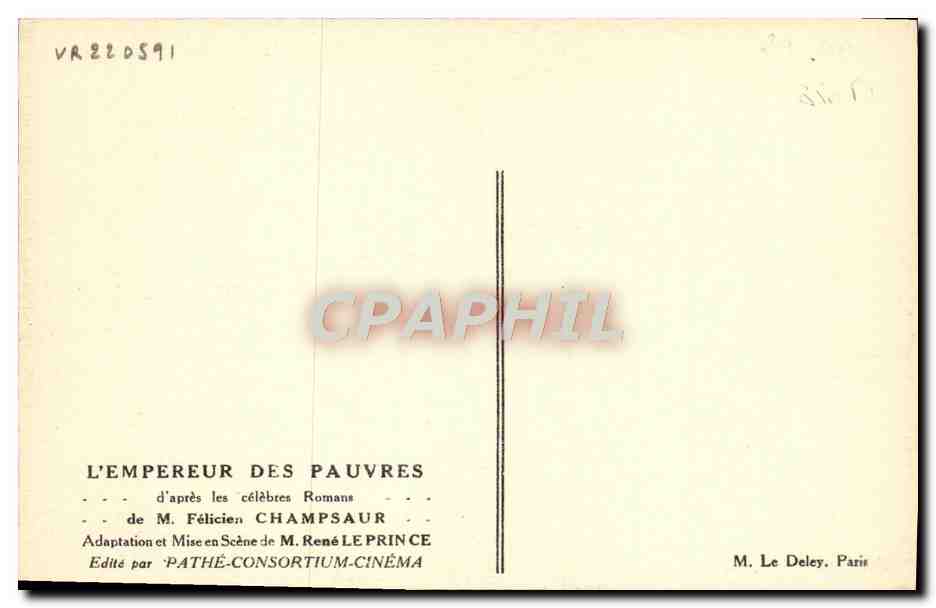 CPA Cinema L'empereur des pauvres Felicien Champsaur Rene Leprince  — Back