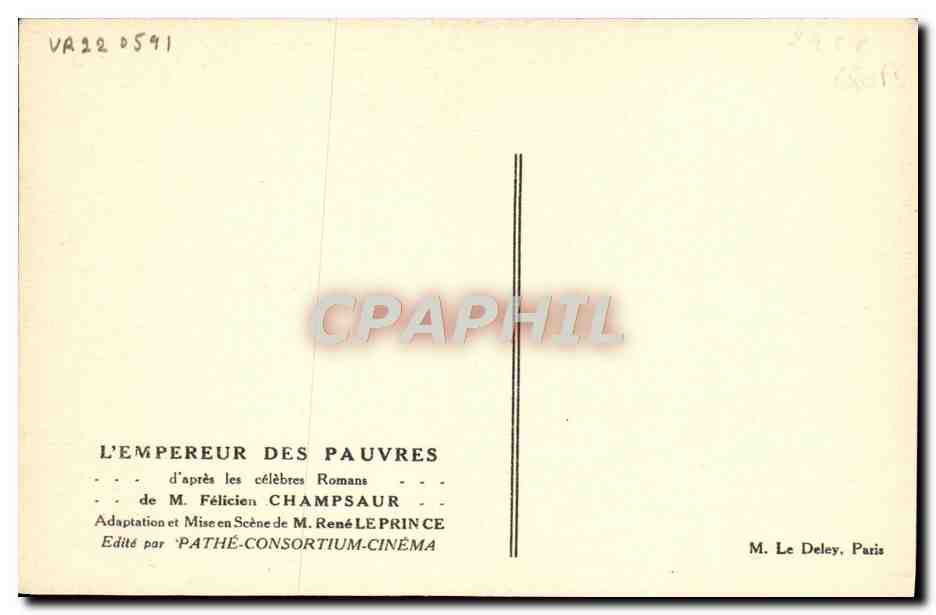 CPA Cinema L'empereur des pauvres Felicien Champsaur Rene Leprince  — Rückseite