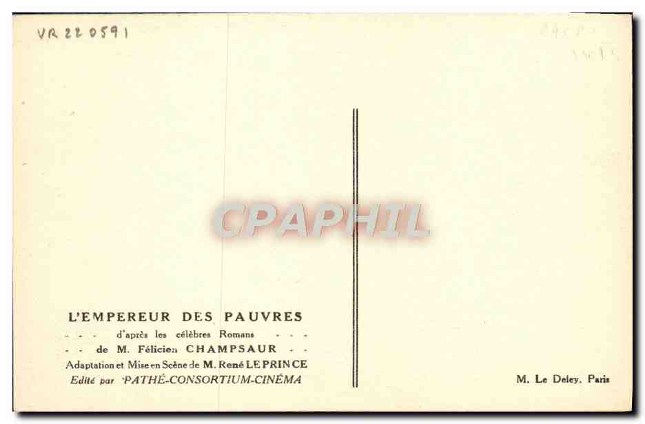 CPA Cinema L'empereur des pauvres Felicien Champsaur Rene Leprince — Rückseite