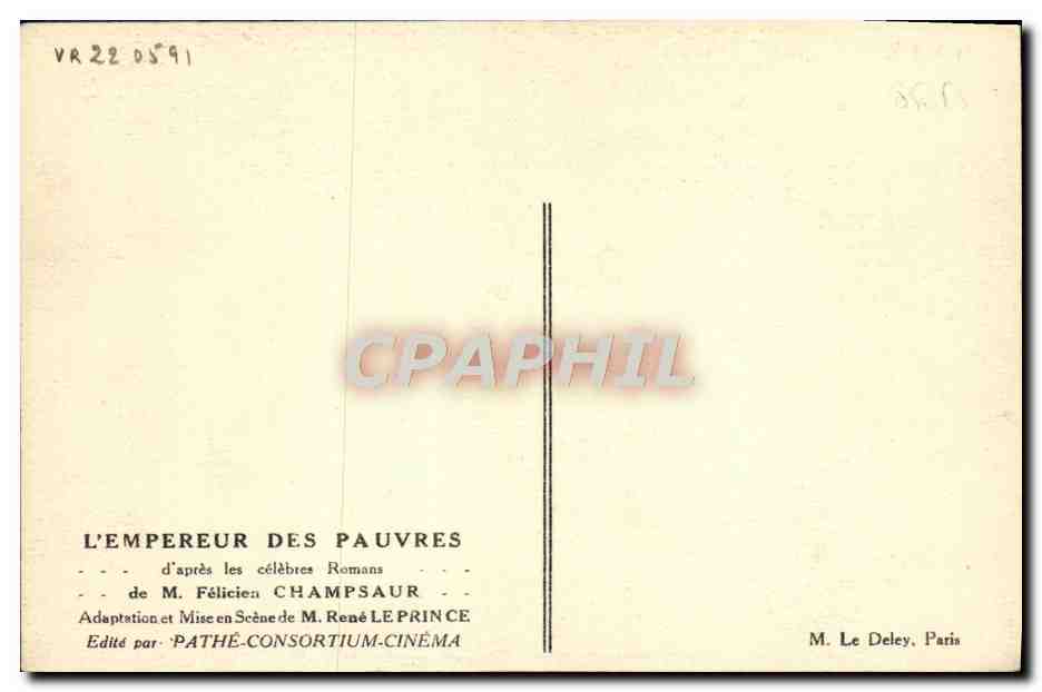CPA Cinema L'empereur des pauvres Felicien Champsaur Rene Leprince — Back