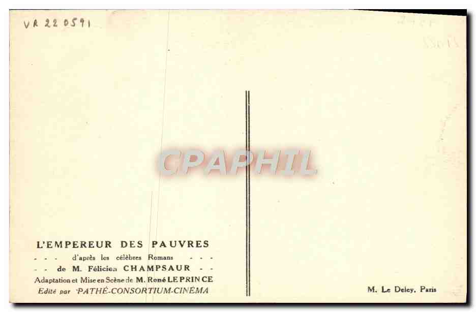 CPA Cinema L'empereur des pauvres Felicien Champsaur Rene Leprince  — Back