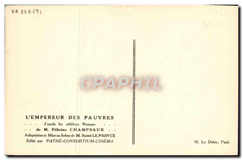 CPA Cinema L'empereur des pauvres Felicien Champsaur Rene Leprince — Rückseite