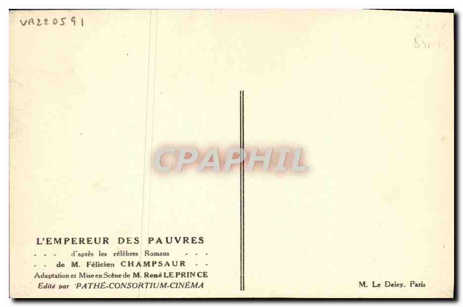 CPA Cinema L'empereur des pauvres Felicien Champsaur Rene Leprince  — Rückseite