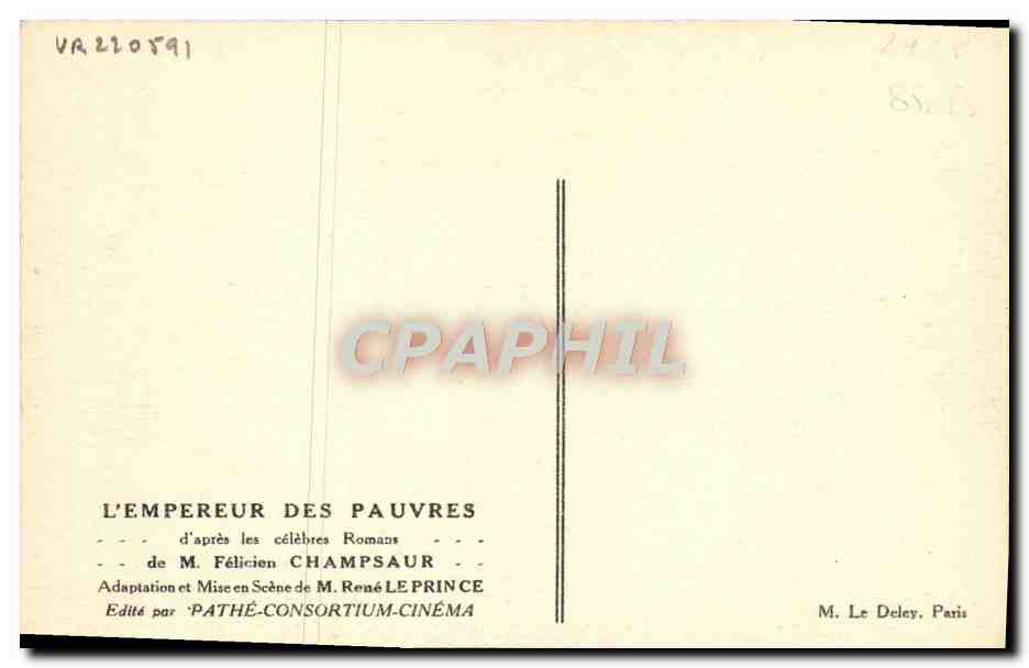 CPA Cinema L'empereur des pauvres Felicien Champsaur Rene Leprince  — Back