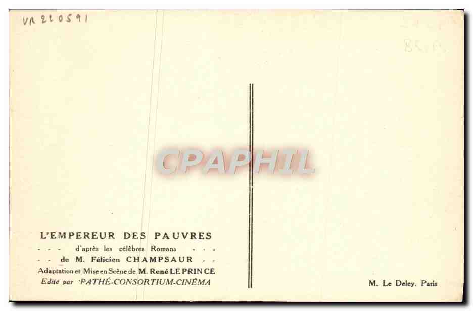 CPA Cinema L'empereur des pauvres Felicien Champsaur Rene Leprince  — Back