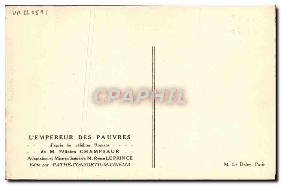 CPA Cinema L'empereur des pauvres Felicien Champsaur Rene Leprince  — Back