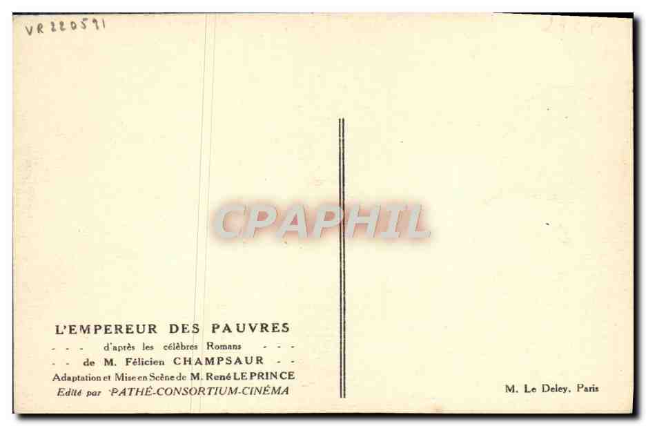 CPA Cinema L'empereur des pauvres Felicien Champsaur Rene Leprince — Rückseite