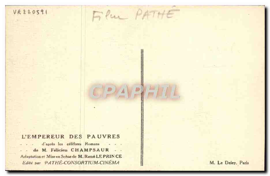 CPA Cinema L'empereur des pauvres Felicien Champsaur Rene Leprince — Rückseite