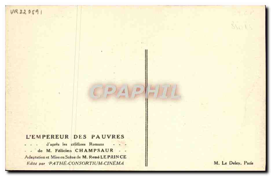 CPA Cinema L'empereur des pauvres Felicien Champsaur Rene Leprince  — Rückseite