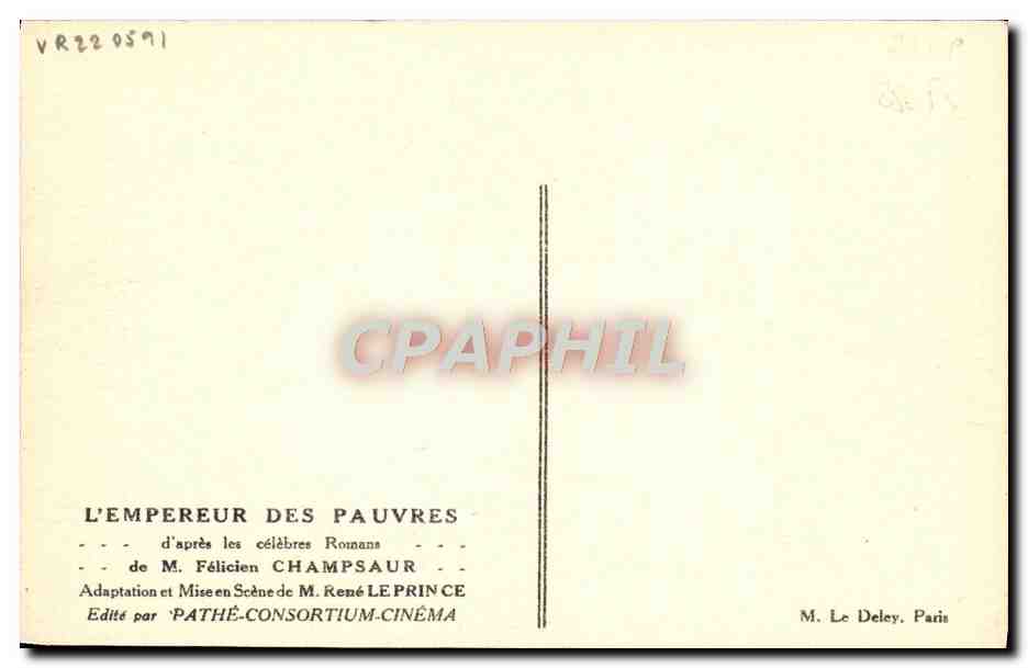 CPA Cinema L'empereur des pauvres Felicien Champsaur Rene Leprince  — Back